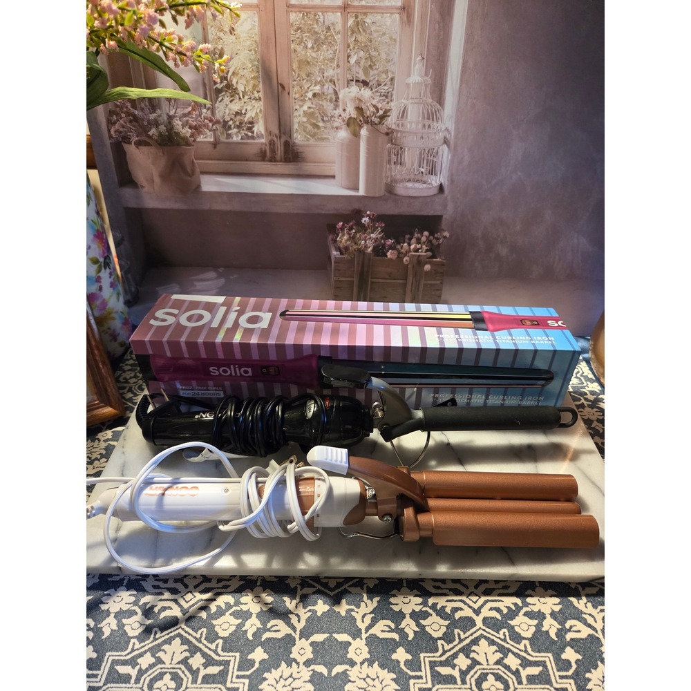 Solia Titanium Curling Wand Conair Triple Barrel Waver & Curling Iron Bundle